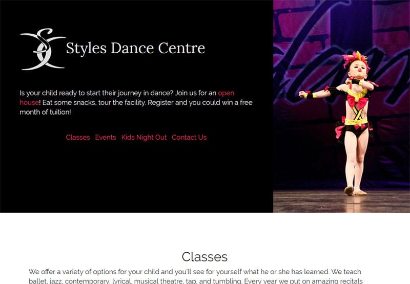 Styles Dance Centre Website
