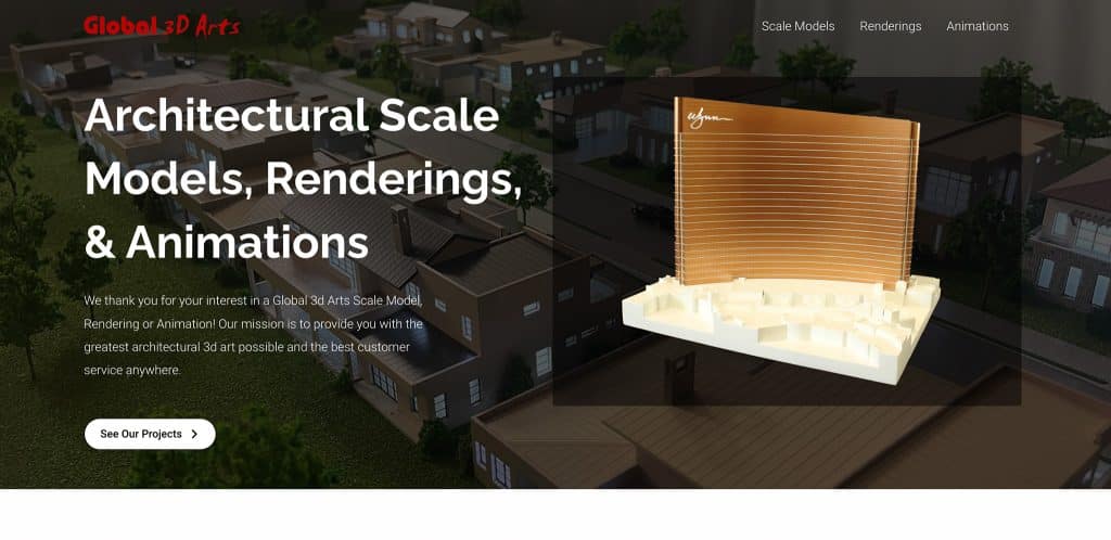 Global 3D Arts Website Screenshot